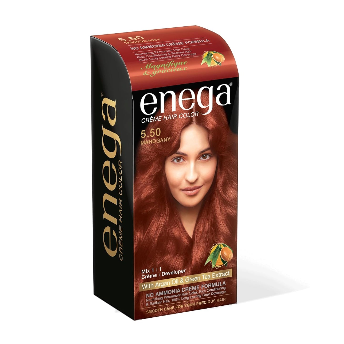 Enega No Ammonia Grey Coverage Long Lasting Creme Hair Color with Argan Oil & Green Tea Extract - Pack of 1(150 ML) (Golden Blonde)