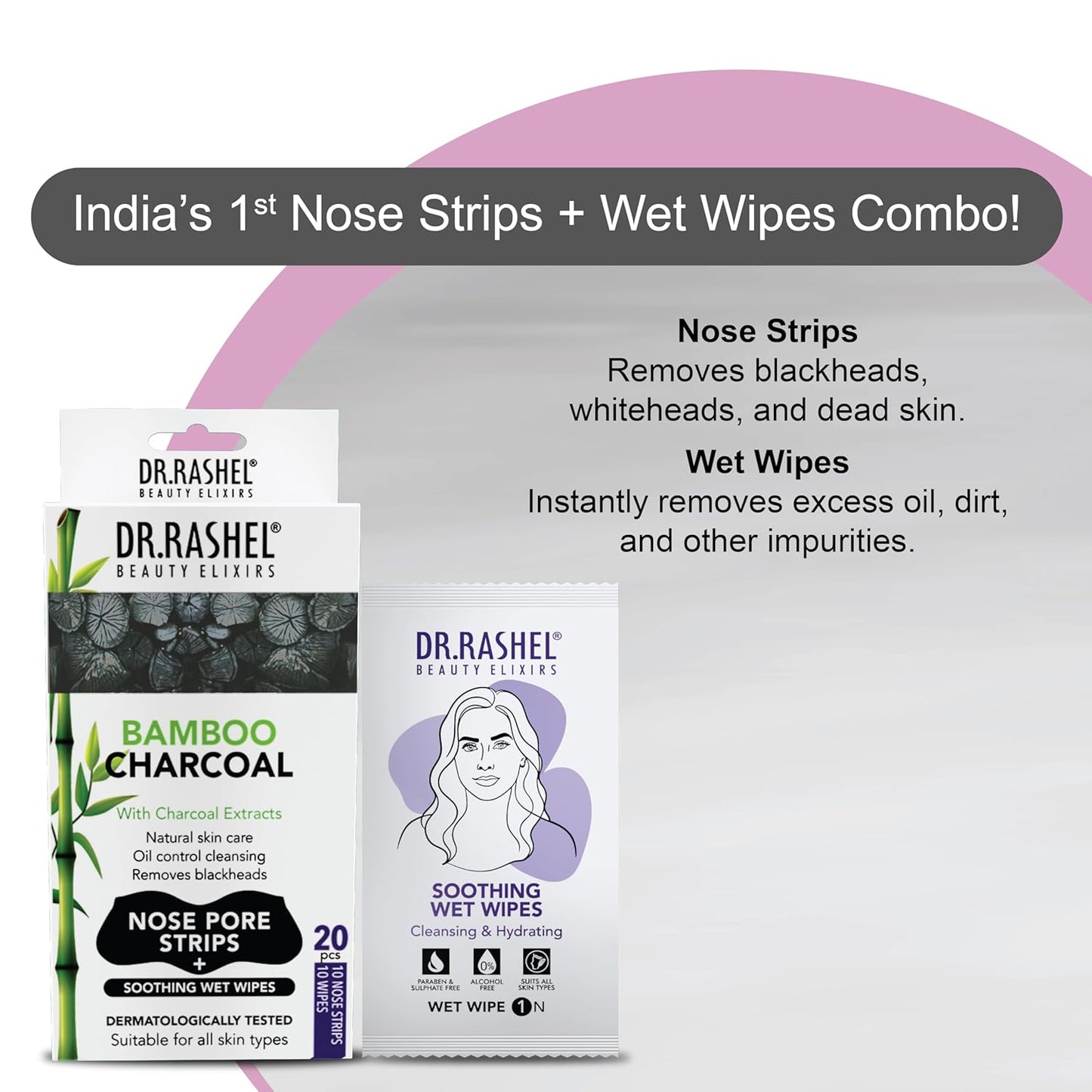 DR.Rashel Nose Pore Strips| Deep Cleansing Nose Strips For Instant And Painless Blackheads Removal 10 PCS (Bamboo Charcoal)