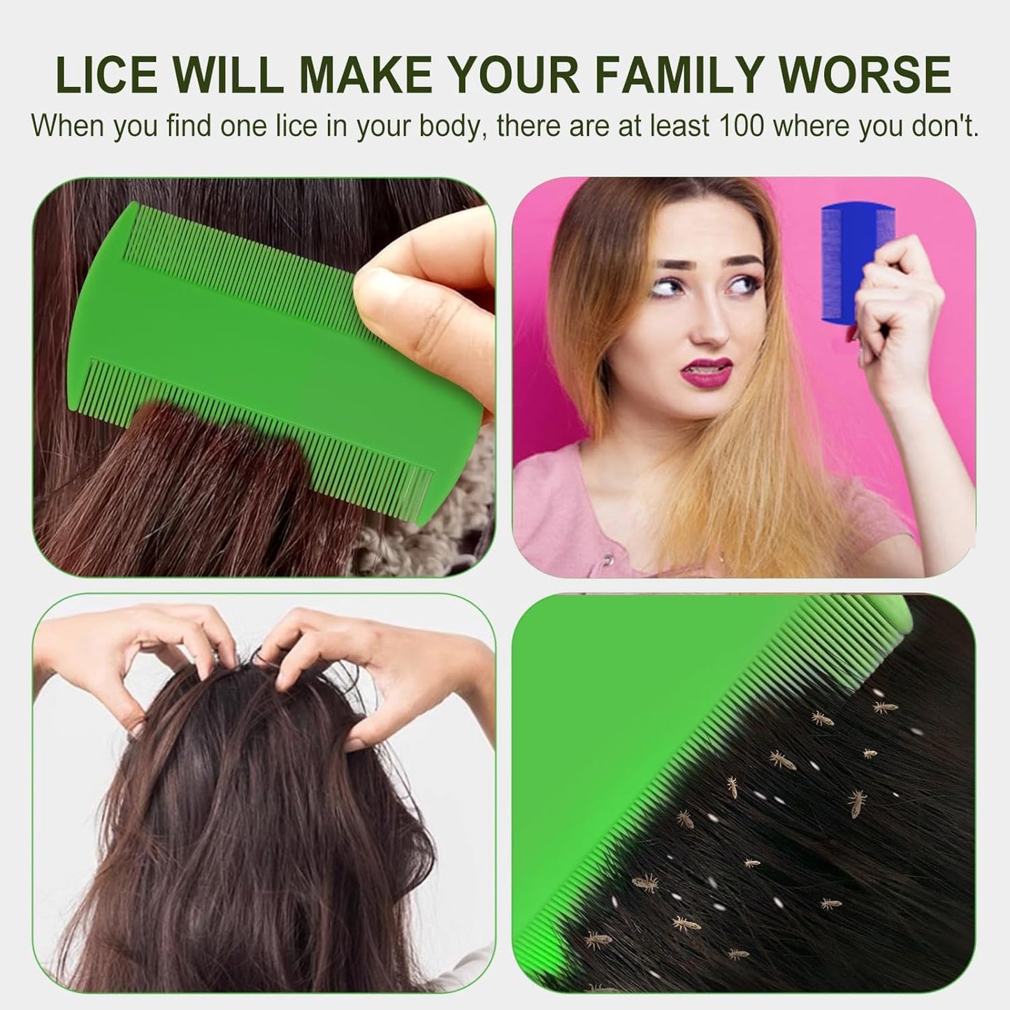 Zodiac ® Double-Sided Lice Comb for Kids & Adults – Fine Tooth Plastic Hair Comb for Lice, Dandruff & Nit Removal – Reusable, Gentle Scalp Care – Multicolor (Multicolor - Pack of 2)