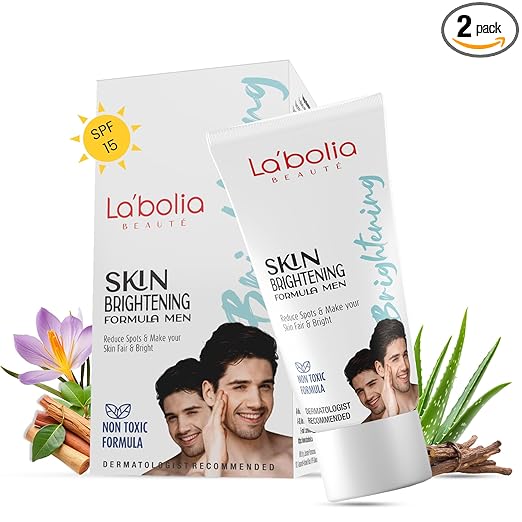 Labolia Beaute Skin Brightening Cream for Men with SPF 15 | Reduce Dark Spots | Whitening Cream | Day Night Cream | Dermatologist Recommended | Moisturizer Cream | Pack of 2, 50gm