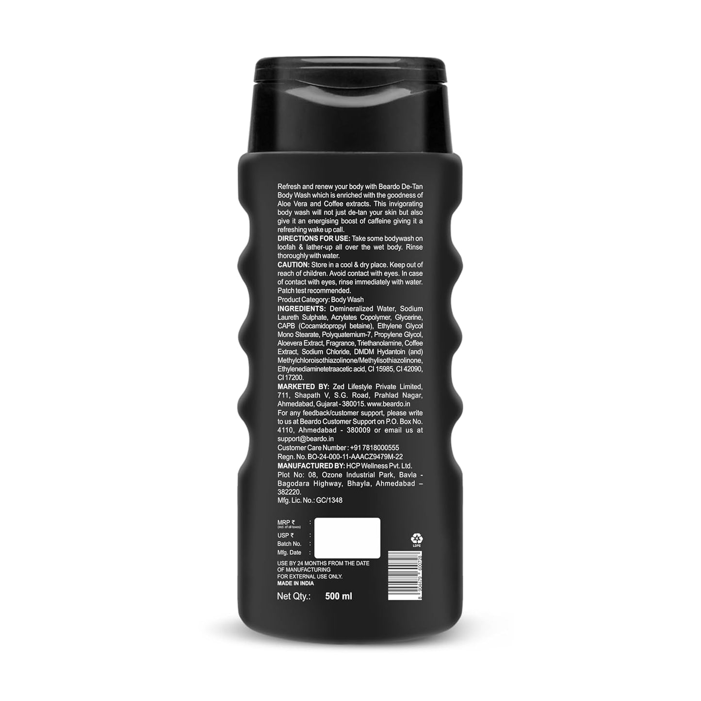 Beardo De-Tan Body Wash for Men, 200ml | Tan Removal and Caffeine Body Wash | Detan With Coffee & Aloe Extracts | For Body & Face | Refreshing Fragrance
