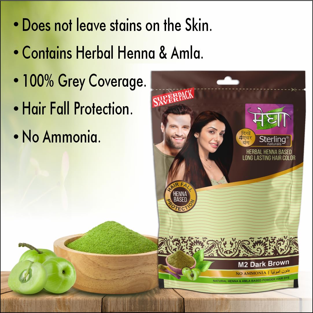 'Sterling Naturals Megha Mehandi Hair Care Powder – Megha Mehandi (Pack Of 4) For Natural Hair Color Solution | For Men & Women 45GM
