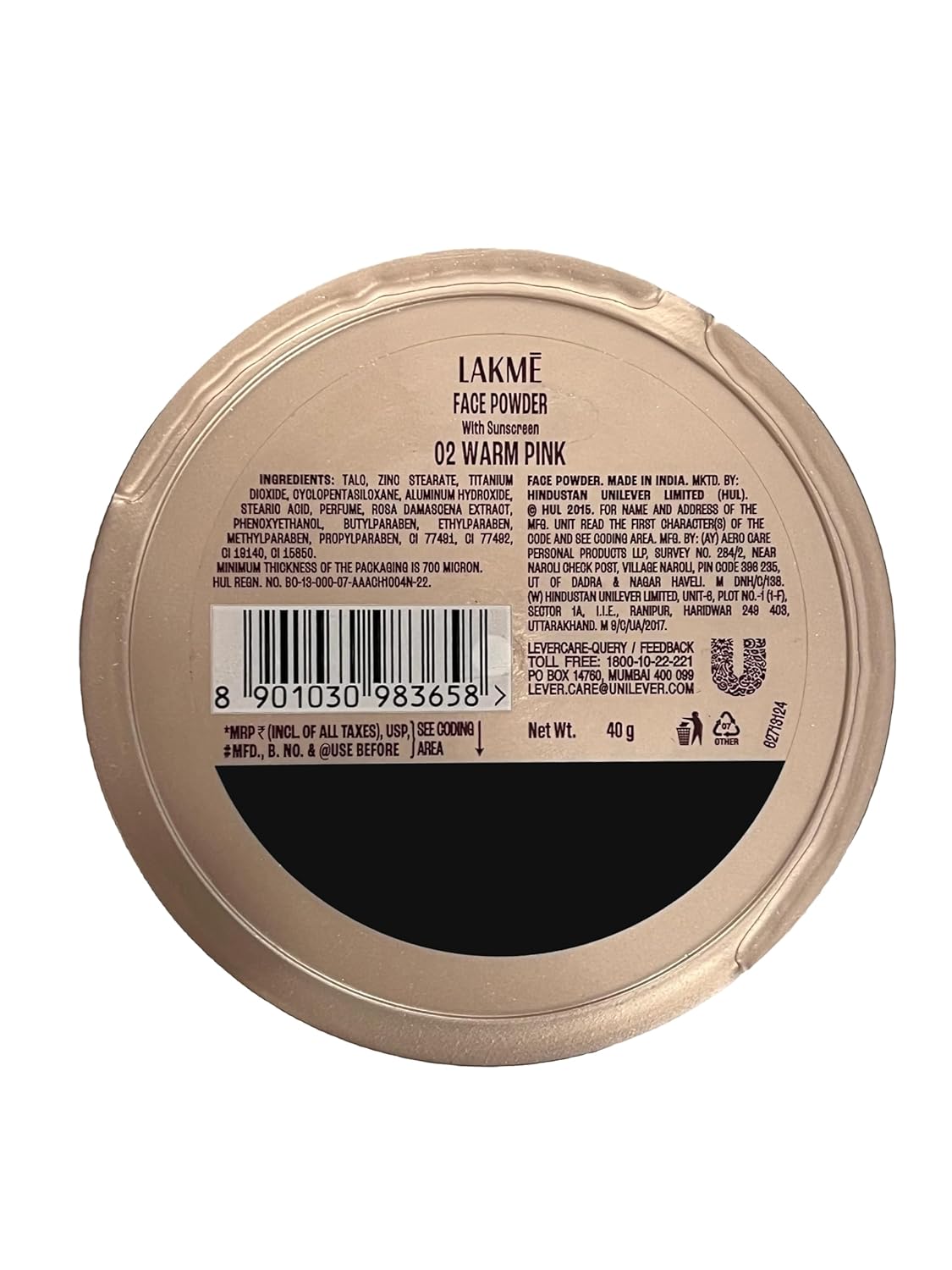 Lakme Rose Loose Face Powder with Sunscreen, Warm Pink, Face Makeup for a Rosy Glow - Matte Finish for Oily Skin Control, 40 g