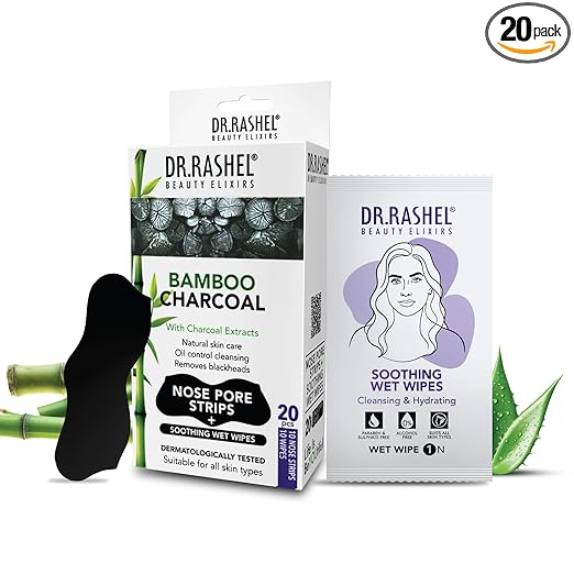 DR.Rashel Nose Pore Strips| Deep Cleansing Nose Strips For Instant And Painless Blackheads Removal 10 PCS (Bamboo Charcoal)