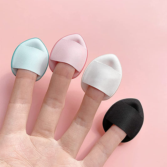 Mini Finger Powder Puff 4 pcs Finger Makeup finger beauty blender Sponges, Mini Soft Cosmetic Finger Puff, Perfect for Foundation, BB Cushion, Cream, Concealer