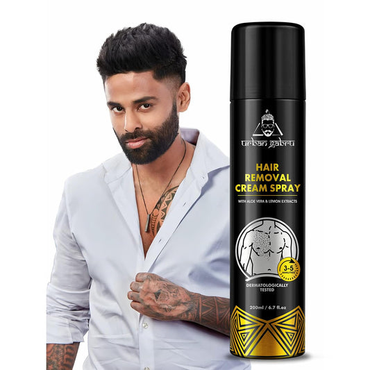 urbangabru Hair Removal Cream Spray For Men| Painless Body Hair Removal Spray For Chest, Back, Legs & Under Arms (200 ml (Pack of 1), Aloe Vera)