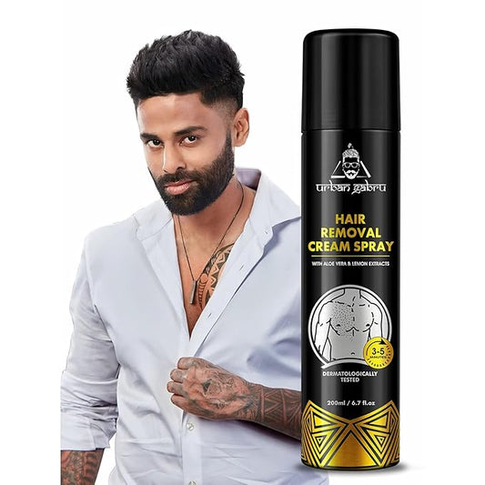 urbangabru Hair Removal Cream Spray For Men| Painless Body Hair Removal Spray For Chest, Back, Legs & Under Arms (200 ml (Pack of 1), Aloe Vera)