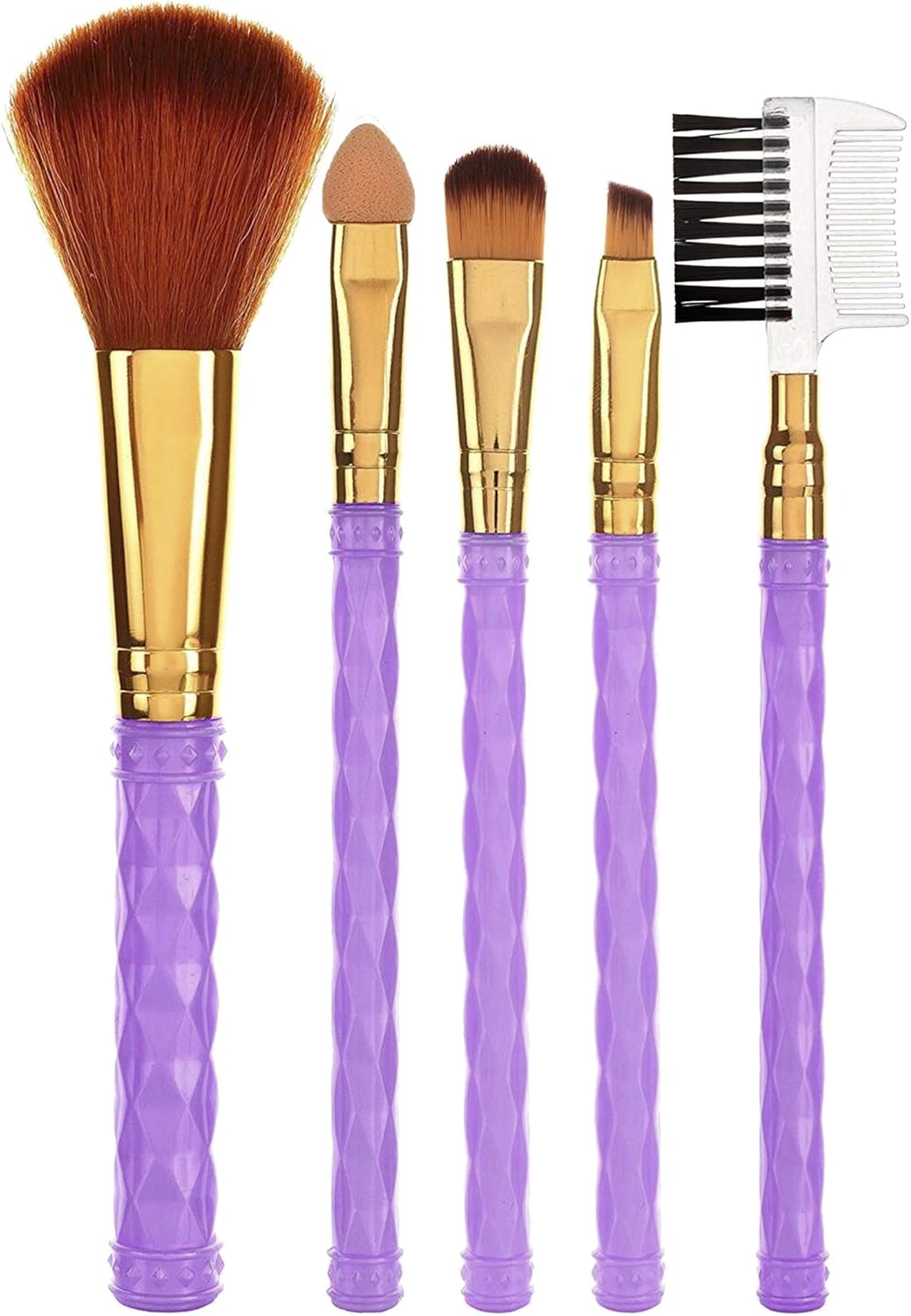 AY Makeup Brush Set Of 5 With 1 Makeup Sponge Puff (Color May Vary)
