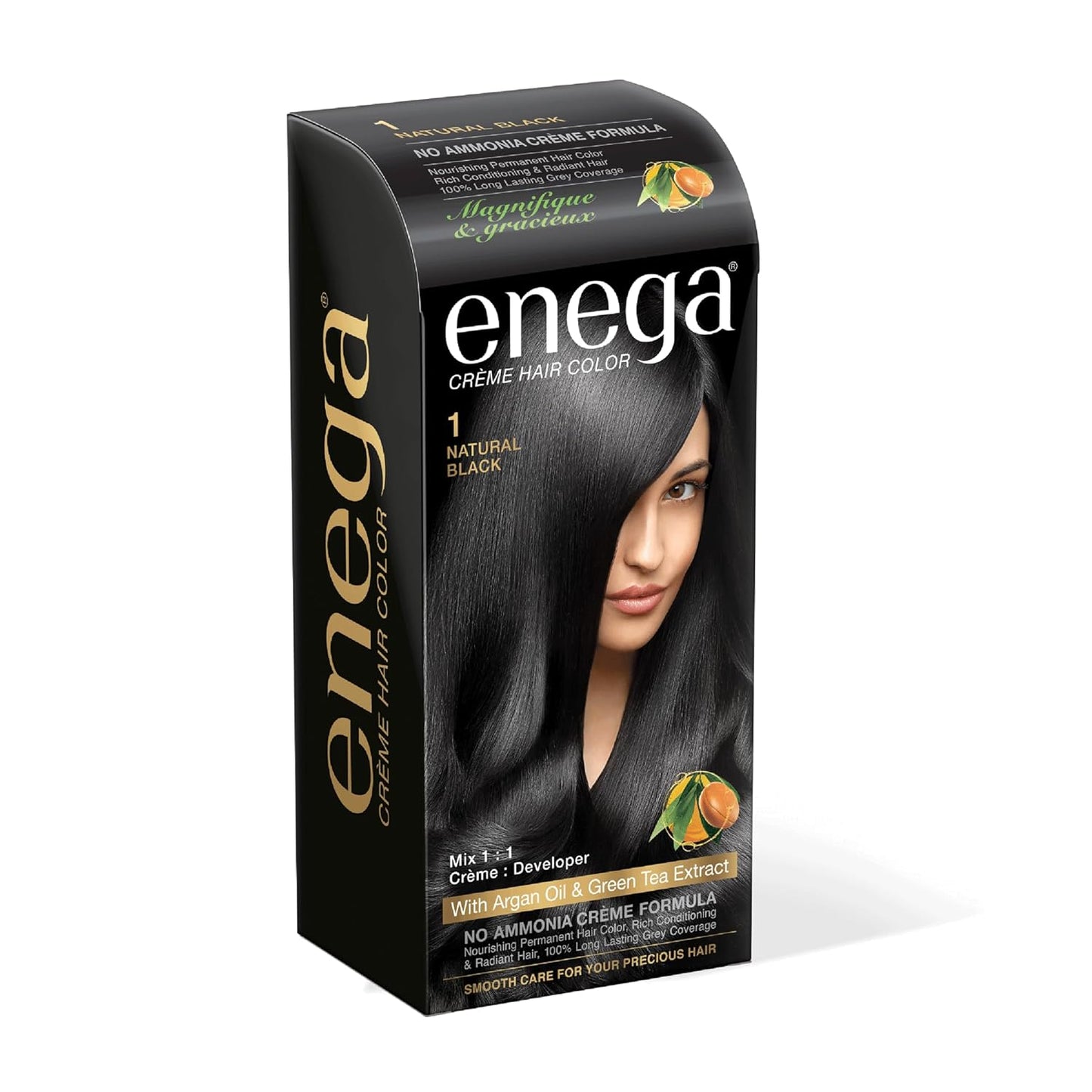 Enega No Ammonia Grey Coverage Long Lasting Creme Hair Color with Argan Oil & Green Tea Extract - Pack of 1(150 ML) (Golden Blonde)