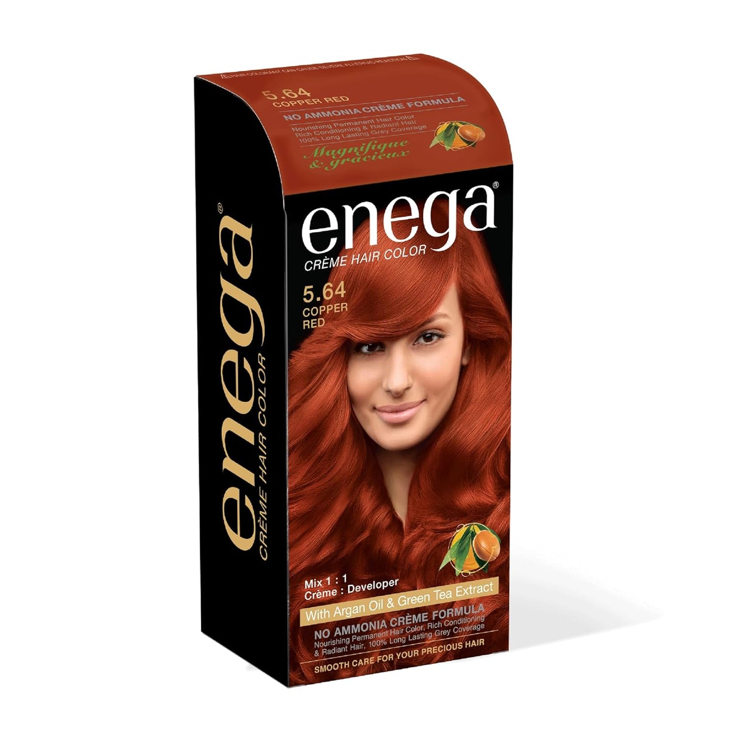 Enega No Ammonia Grey Coverage Long Lasting Creme Hair Color with Argan Oil & Green Tea Extract - Pack of 1(150 ML) (Golden Blonde)