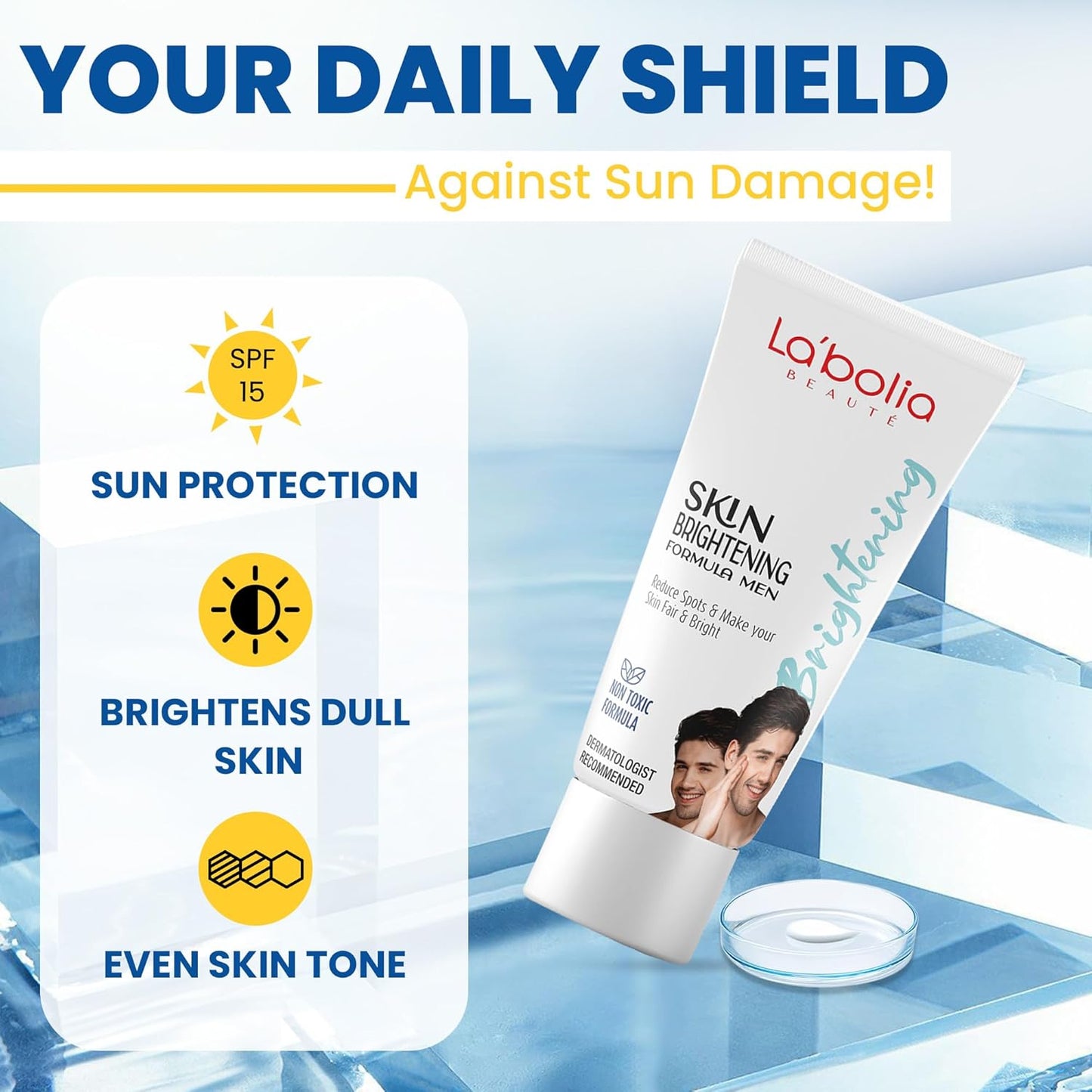 Labolia Beaute Skin Brightening Cream for Men with SPF 15 | Reduce Dark Spots | Whitening Cream | Day Night Cream | Dermatologist Recommended | Moisturizer Cream | Pack of 2, 50gm