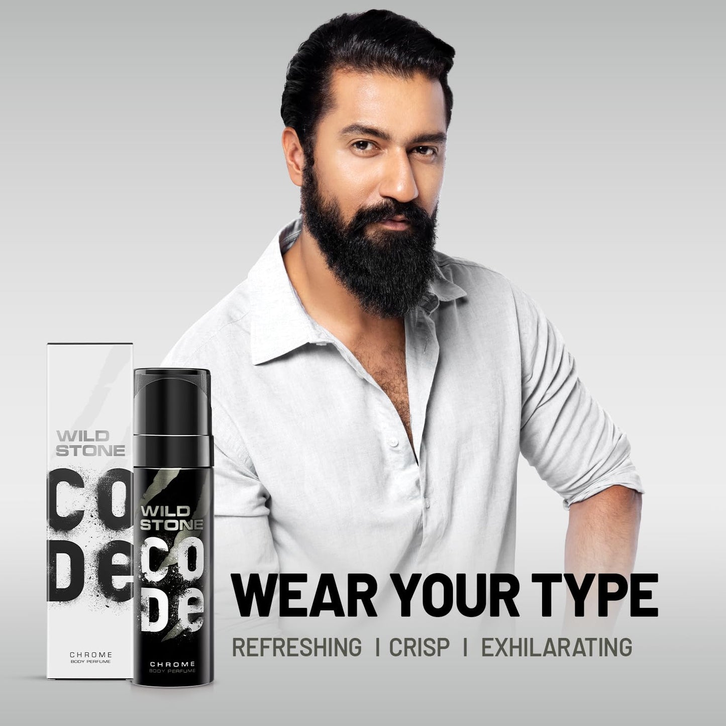 WILD STONE CODE Titanium Long Lasting No Gas Body Perfume For Men, 150Ml, Spray
