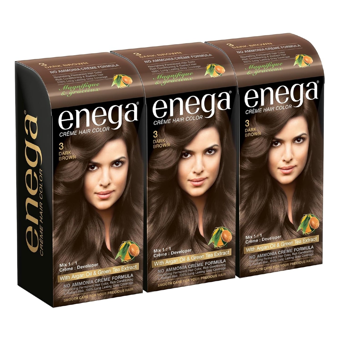 Enega No Ammonia Grey Coverage Long Lasting Creme Hair Color with Argan Oil & Green Tea Extract - Pack of 1(150 ML) (Golden Blonde)