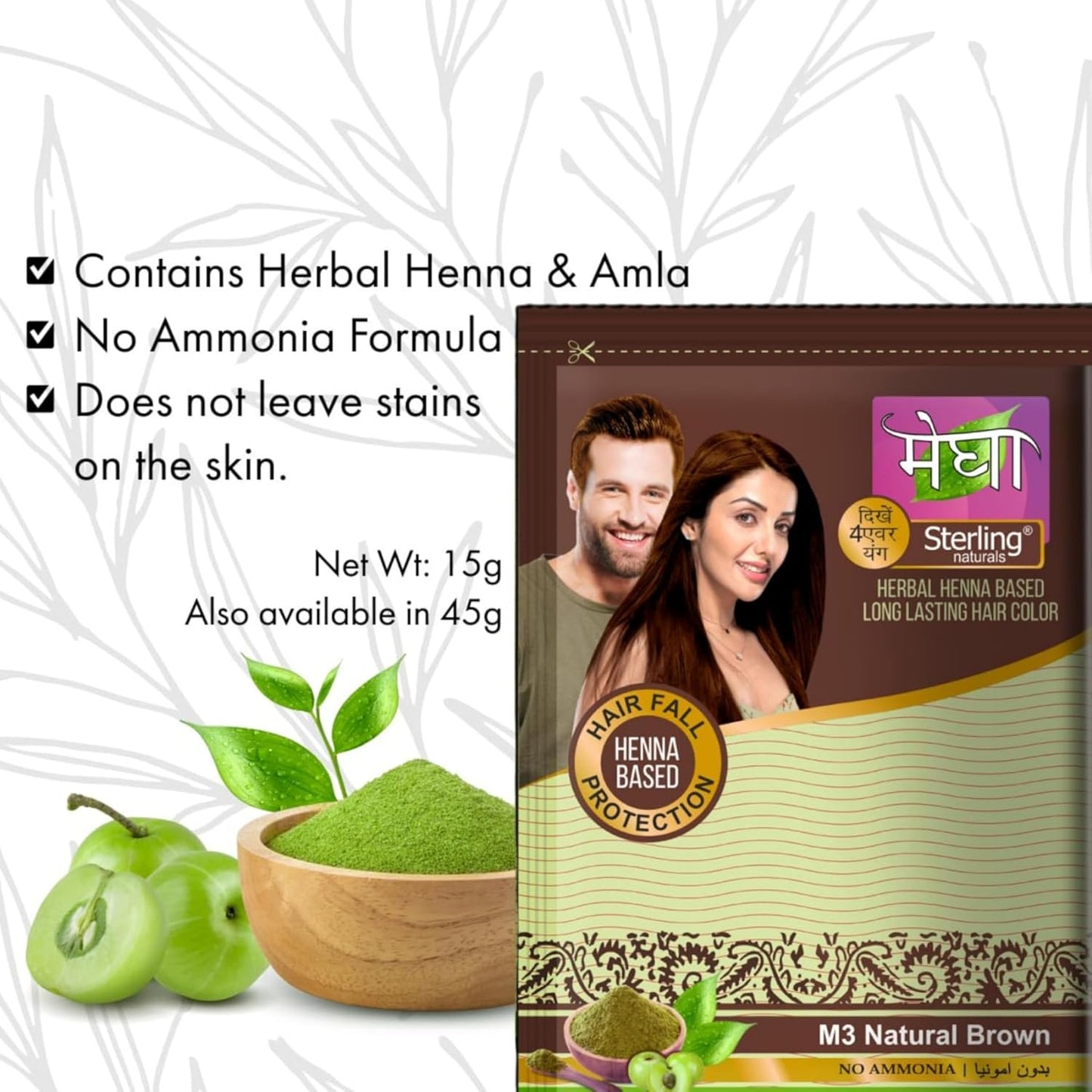 'Sterling Naturals Megha Mehandi Hair Care Powder – Megha Mehandi (Pack Of 4) For Natural Hair Color Solution | For Men & Women 45GM