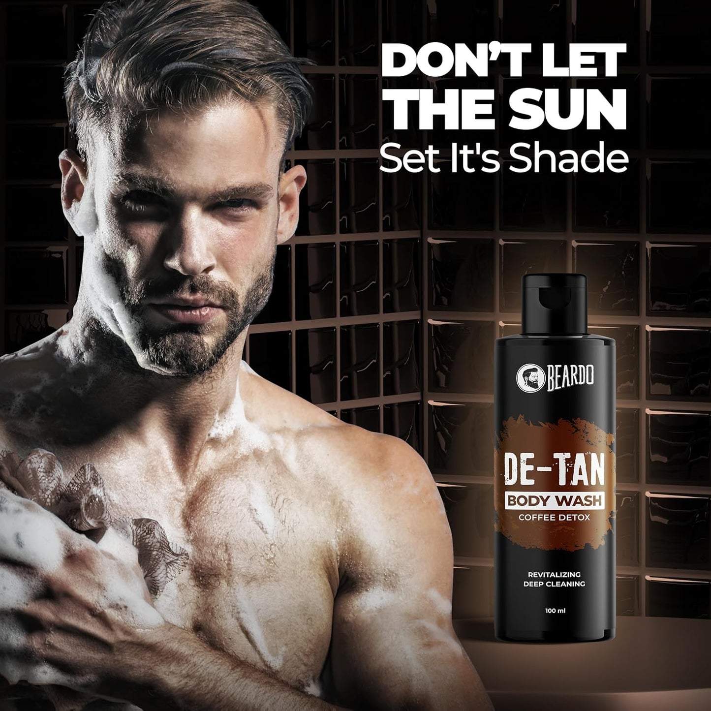 Beardo De-Tan Body Wash for Men, 200ml | Tan Removal and Caffeine Body Wash | Detan With Coffee & Aloe Extracts | For Body & Face | Refreshing Fragrance