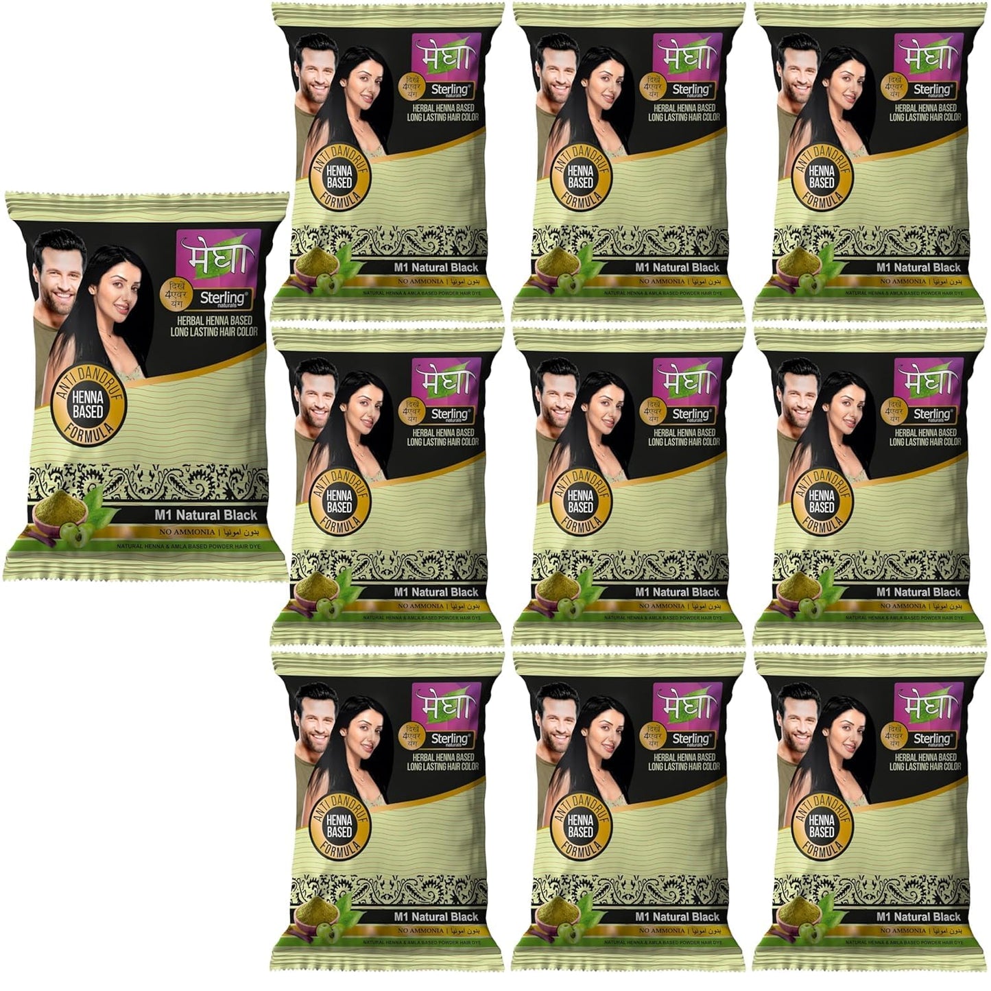 'Sterling Naturals Megha Mehandi Hair Care Powder – Megha Mehandi (Pack Of 4) For Natural Hair Color Solution | For Men & Women 45GM