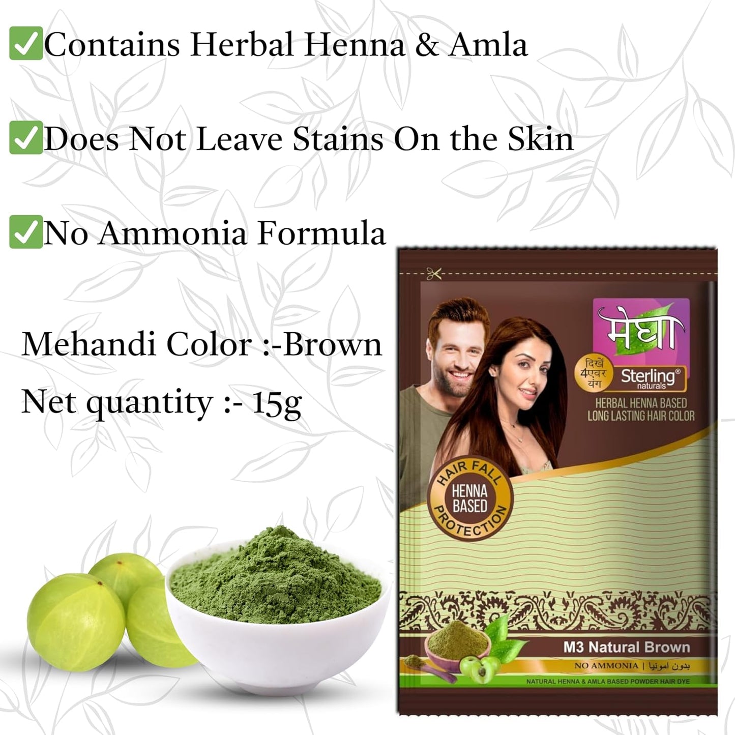 'Sterling Naturals Megha Mehandi Hair Care Powder – Megha Mehandi (Pack Of 4) For Natural Hair Color Solution | For Men & Women 45GM