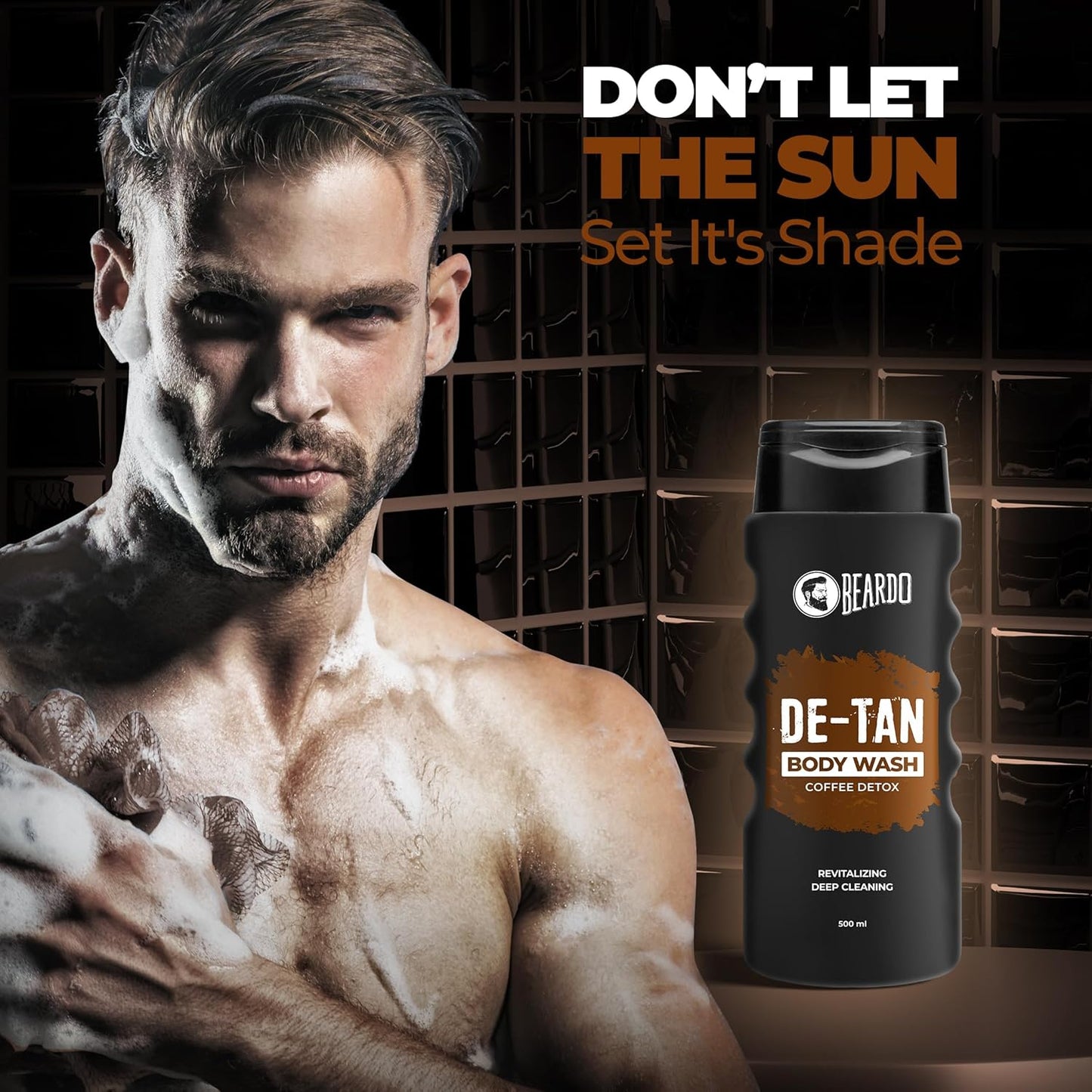 Beardo De-Tan Body Wash for Men, 200ml | Tan Removal and Caffeine Body Wash | Detan With Coffee & Aloe Extracts | For Body & Face | Refreshing Fragrance