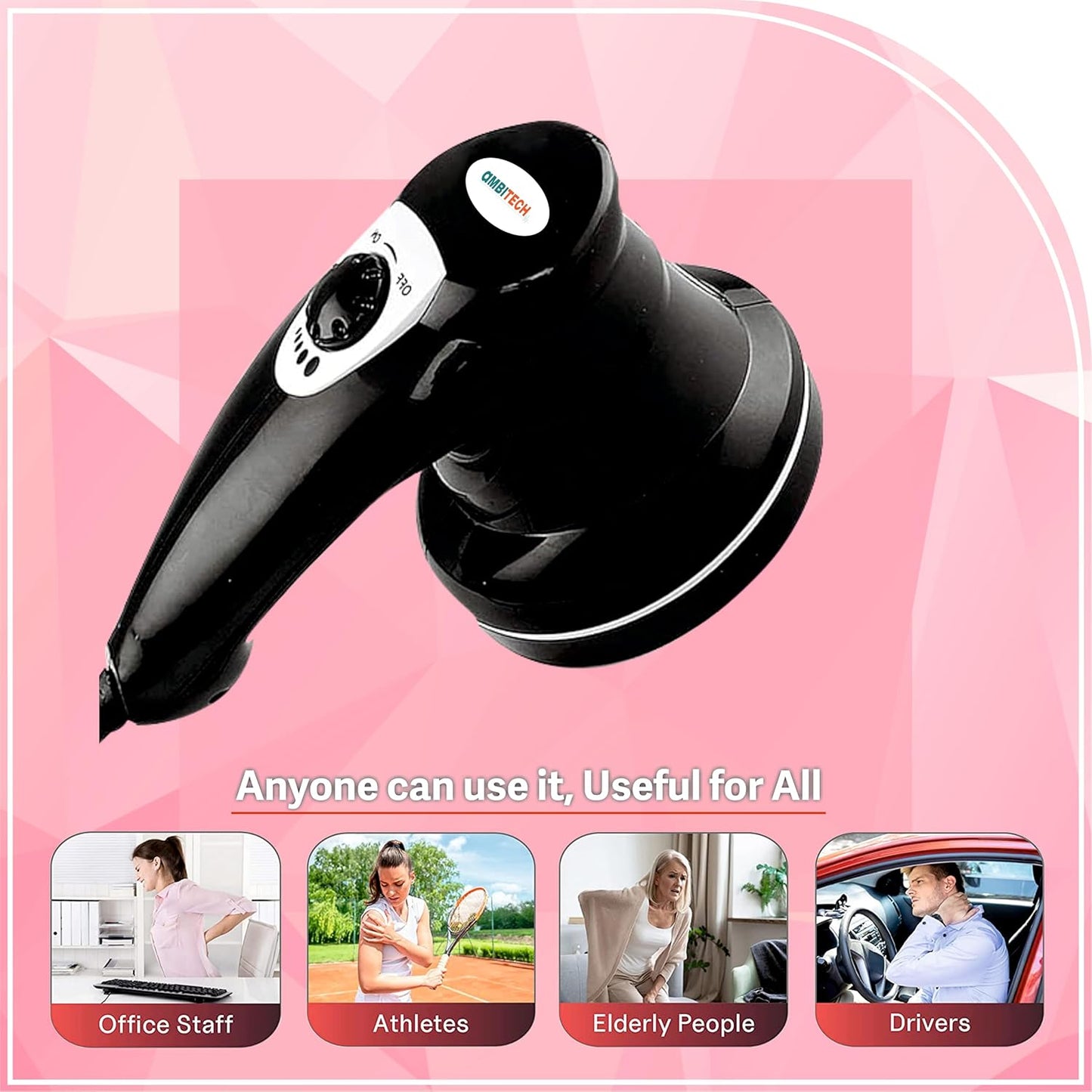 AmbiTech Premium Personal Massager With 1 Year Replacement Warrenty| Deep Tissue Percussion Massage for Shoulder, Leg, Foot, Muscles|Electric 4 Versatile Massage Heads