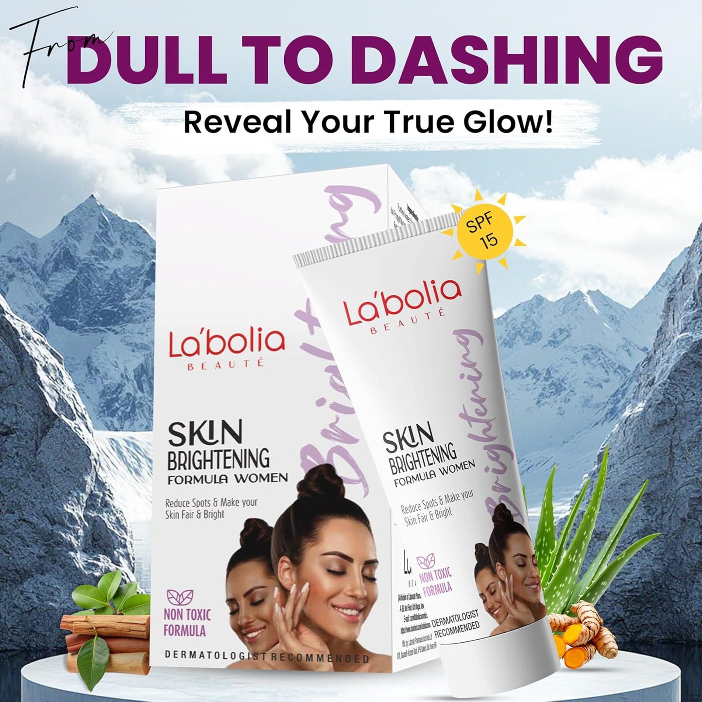 Labolia Beaute Skin Brightening Day Cream for Women with SPF 15 | Glowing SKin | Reduce Dark Spots | Whitening Face Cream | Dermatologist Recommended | All Skin Type | Pack of 1, 50g