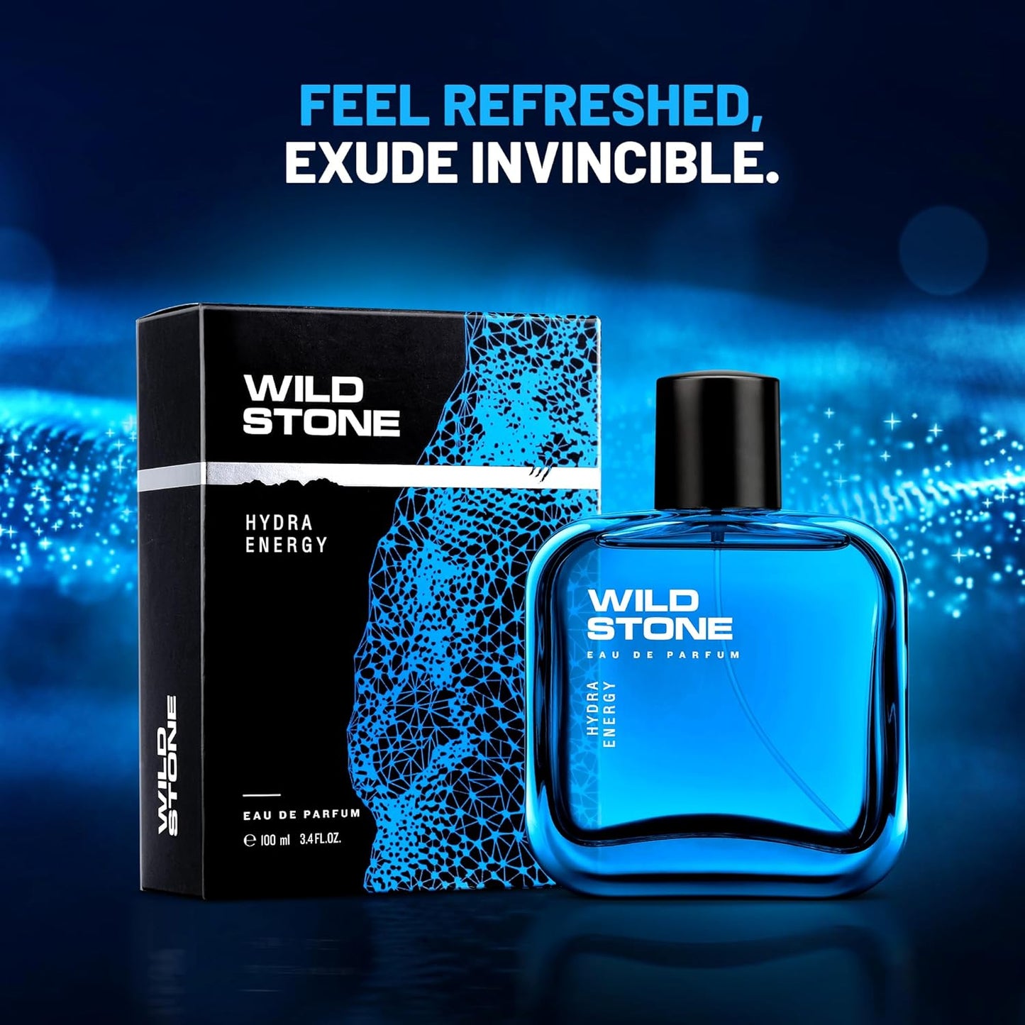 Wild Stone Hydra Energy EDP Premium Perfume for Men, 100 Ml | Long-lasting Eau De Parfum | Refreshing Fragrances for Modern Man | Active Lifestyle | Gift For Men.