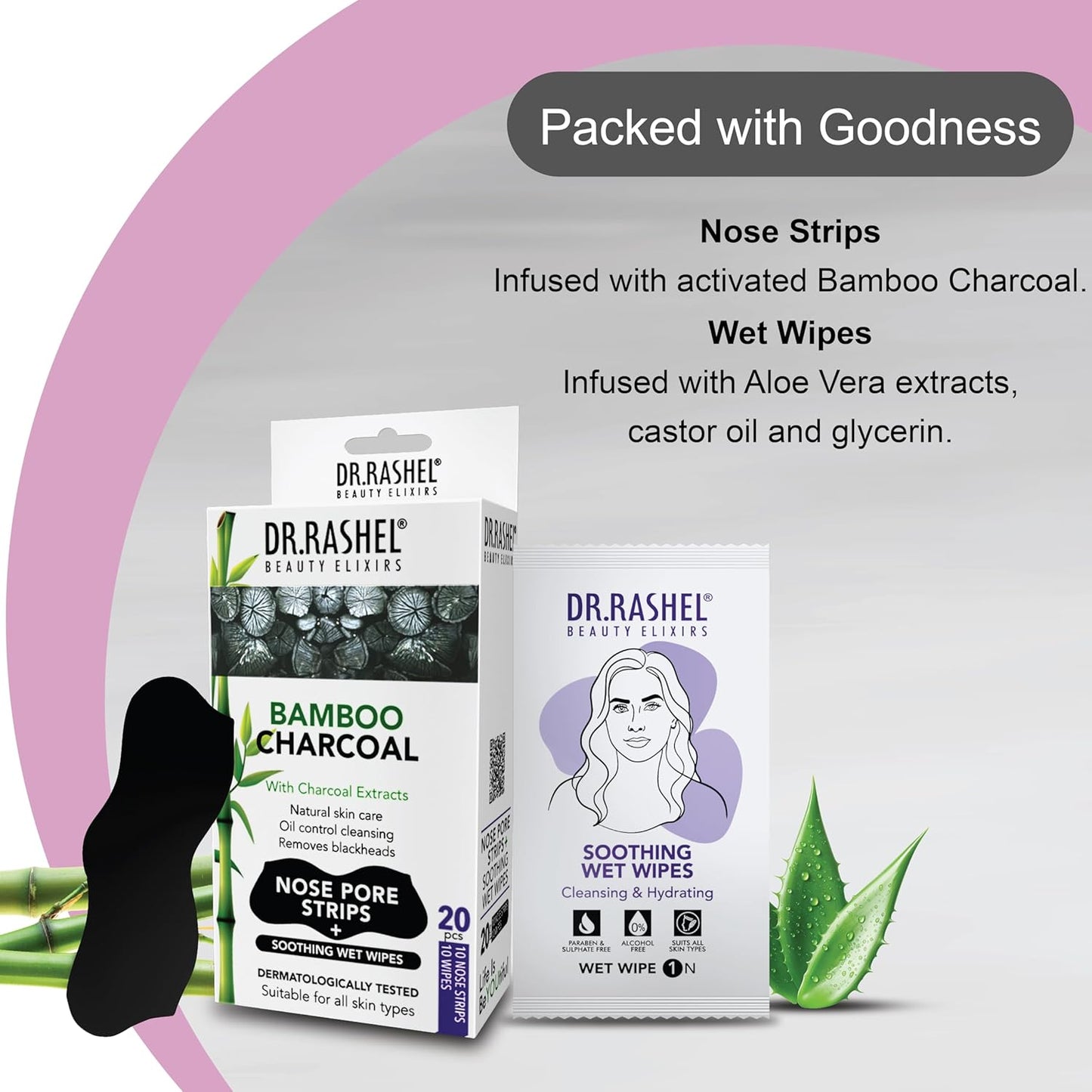 DR.Rashel Nose Pore Strips| Deep Cleansing Nose Strips For Instant And Painless Blackheads Removal 10 PCS (Bamboo Charcoal)