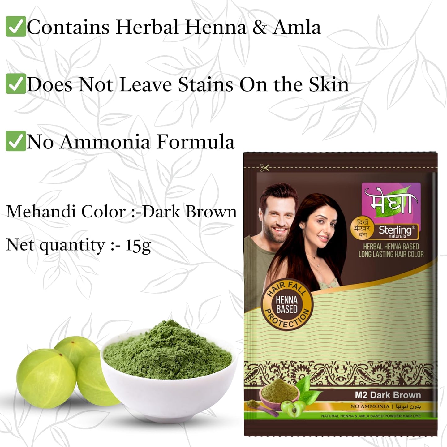 'Sterling Naturals Megha Mehandi Hair Care Powder – Megha Mehandi (Pack Of 4) For Natural Hair Color Solution | For Men & Women 45GM