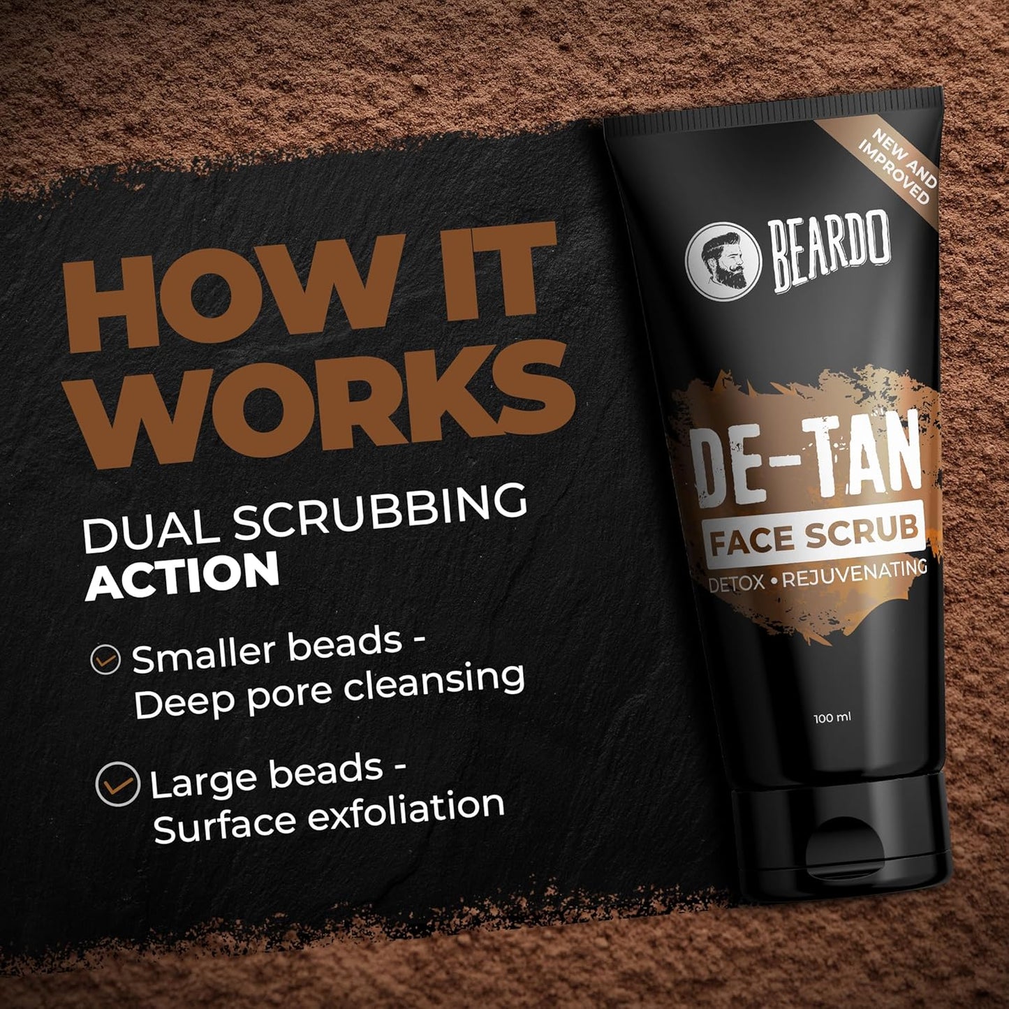 Beardo DeTan Face Scrub for Men, 100 gm | Coffee Scrub for Blackhead & Tan Removal | Natural Glow | Rejuvenates Skin