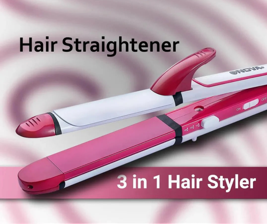 Shinon 3 in 1 Hair Styler -Curler, Crimper SH 8088 Hair Straightener (White, Pink)