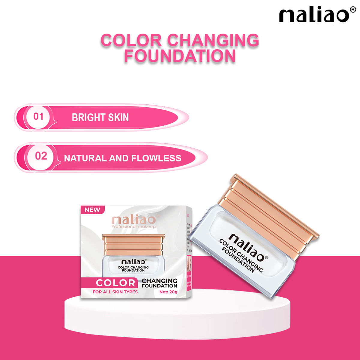 Maliao Color Changing Waterproof Foundation with Satin Finish - Long-Lasting Beauty
