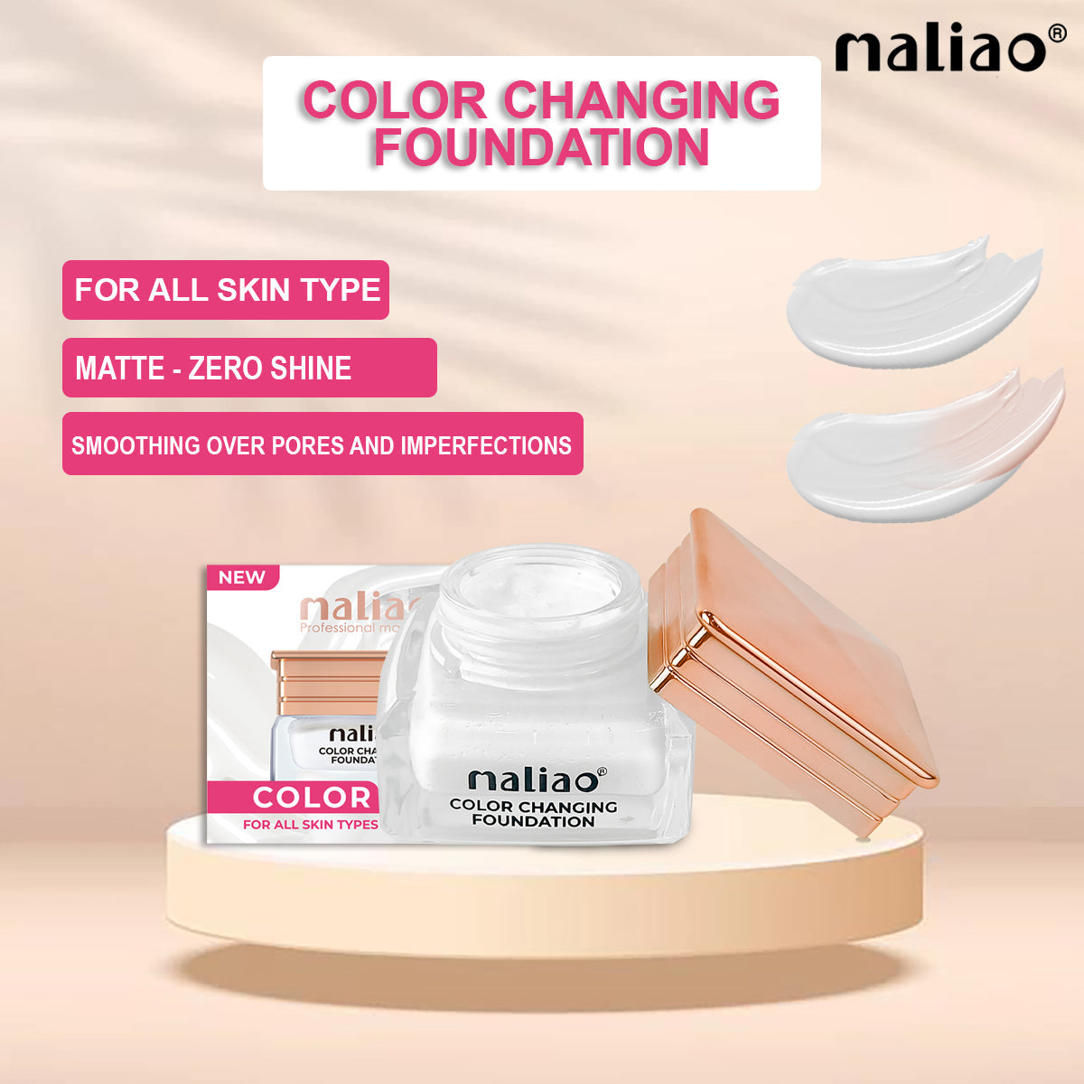 Maliao Color Changing Waterproof Foundation with Satin Finish - Long-Lasting Beauty