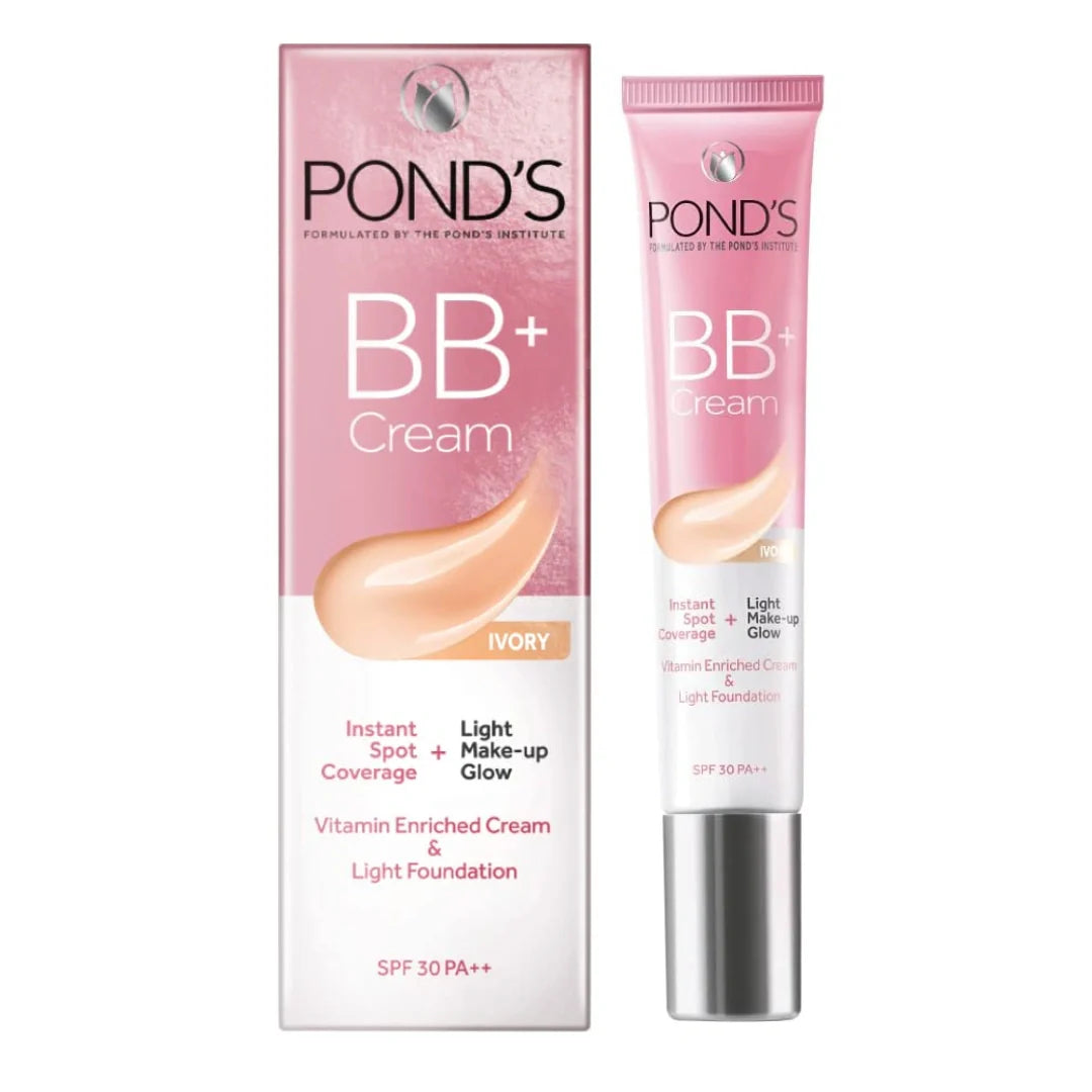 POND'S Bb+ Natural Cream, Instant Spot Coverage + Light Make-Up Glow For All Skin Types, Ivory (18g)