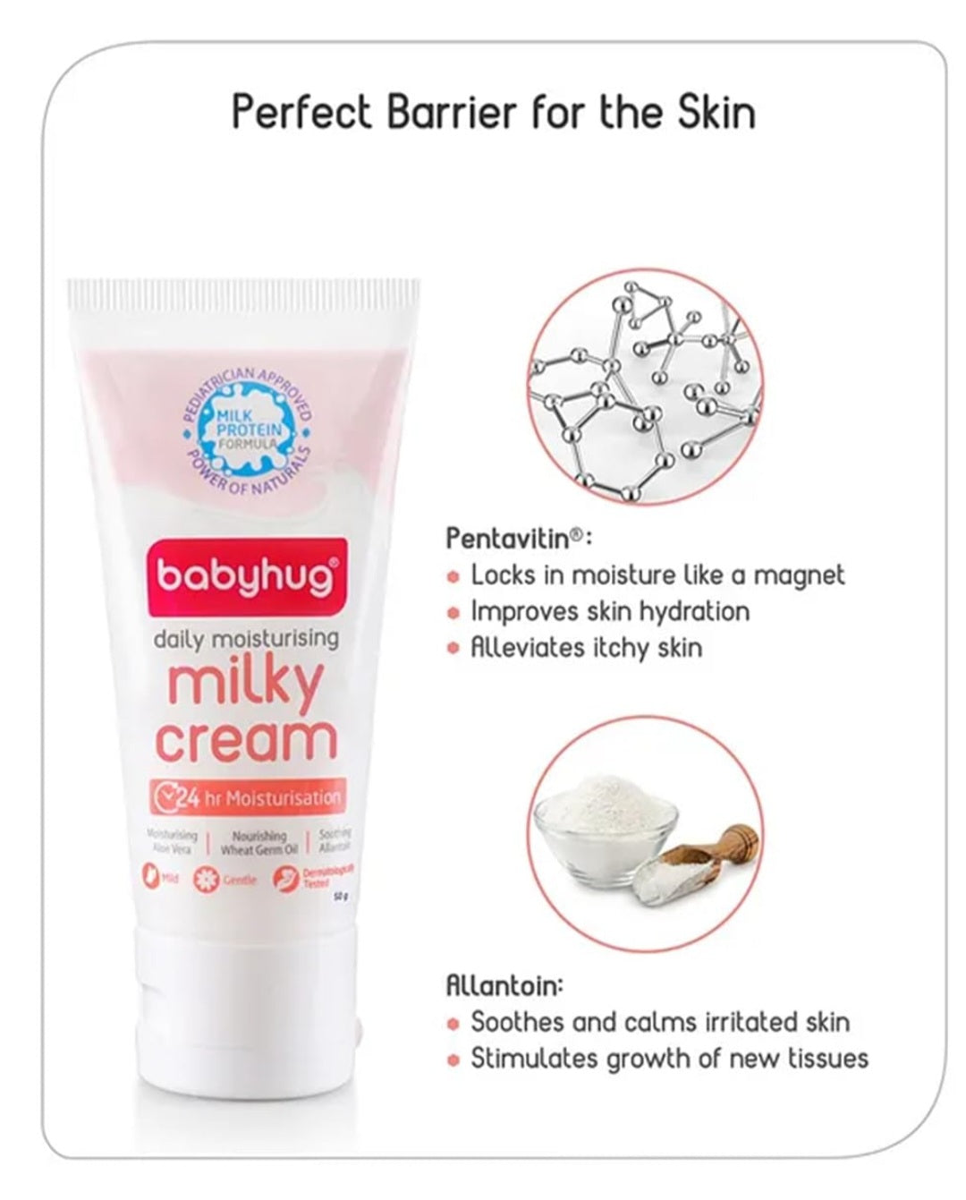 Babyhug Daily Milk Protien Formula,Daily full Body and Face Moisturizing milky cream / Ideal for New born babies Delicate skin- 50g