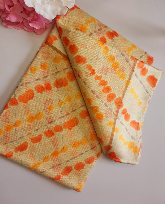 Women's wide leheriya design/girls saree Multi Colour Kota doriya Saree With Blouse