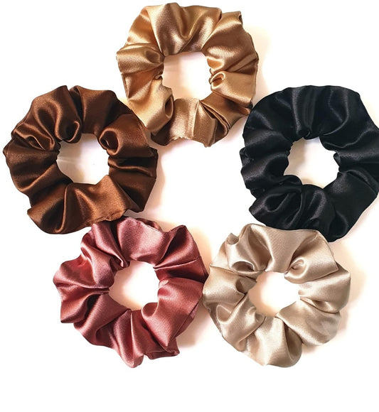 Scrunchies(pack of 5) soft /Smooth Satin material/ Lasting Durablity /Perfect for All Hair Type