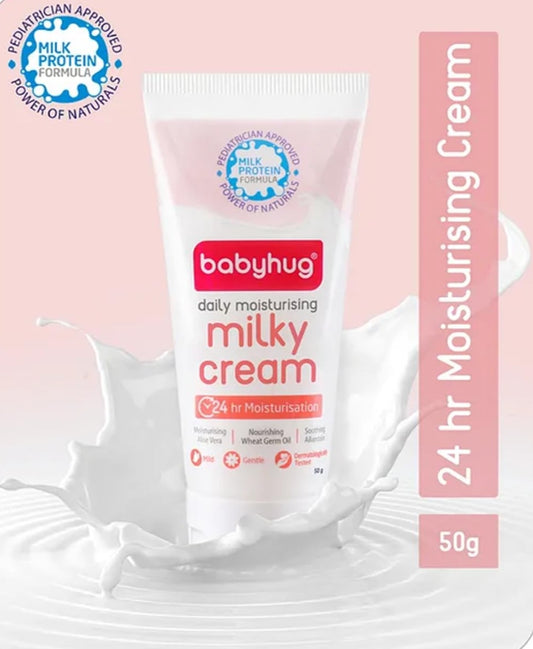 Babyhug Daily Milk Protien Formula,Daily full Body and Face Moisturizing milky cream / Ideal for New born babies Delicate skin- 50g