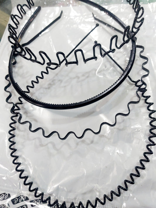 4 Pieces Metal Hairband Sports Yoga Spring Wave Multi Style Non-Slip Black Metal Headband Unisex Fashion Adjustable Wavy Elastic Hair Hoop Band for Women, Men, Boys, and Girls