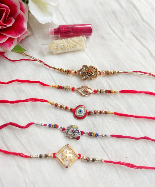 Rakhi (combo of 5)/ Roli Chawal/ Bhai Rakhi/