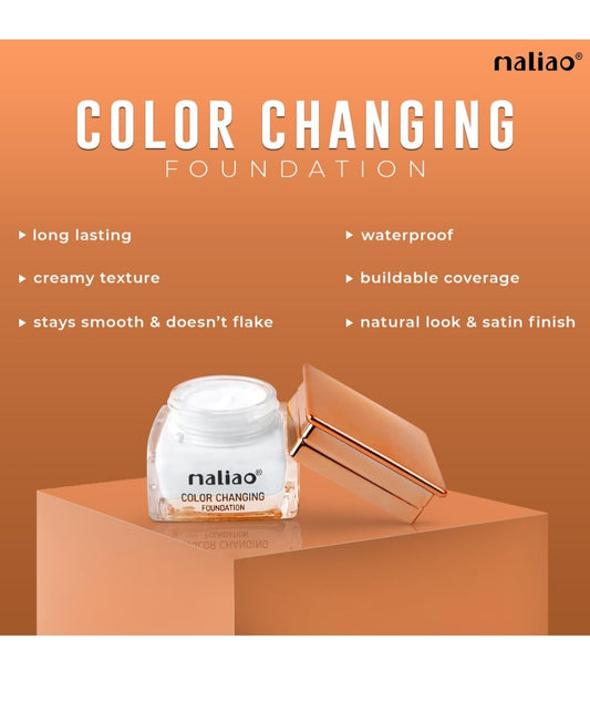 Malio Colour Changing Foundation/Flawless Coverage/Skin tone Adaptation/Lightweight Long-lasting/Hydrating Formula/ 30g