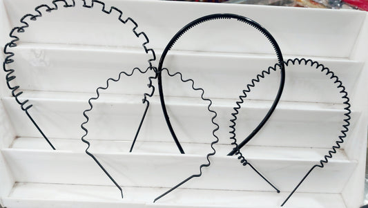 4 Pieces Metal Hairband Sports Yoga Spring Wave Multi Style Non-Slip Black Metal Headband Unisex Fashion Adjustable Wavy Elastic Hair Hoop Band for Women, Men, Boys, and Girls