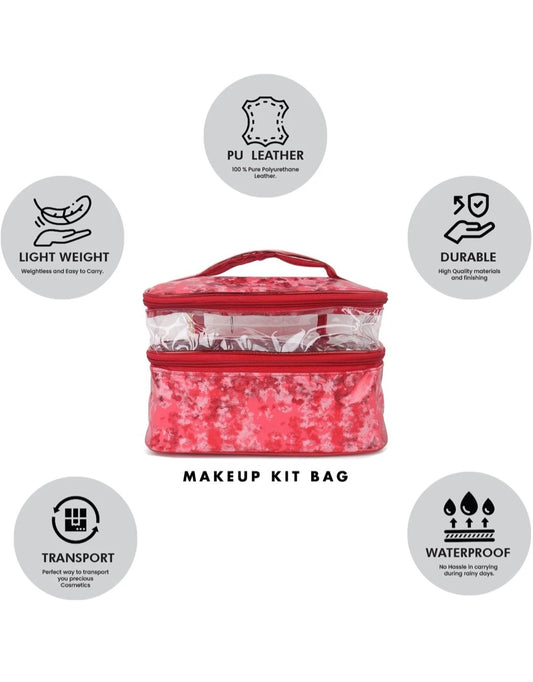 Women Vanity Box Cosmetics Case/ for Girls and Ladies (Red)