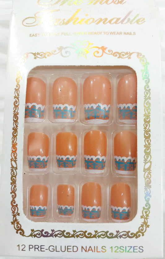 The Fashion Nail Art Manicure Nail Reusable Self Adhesive sticker ( Multicolored) 12 piece