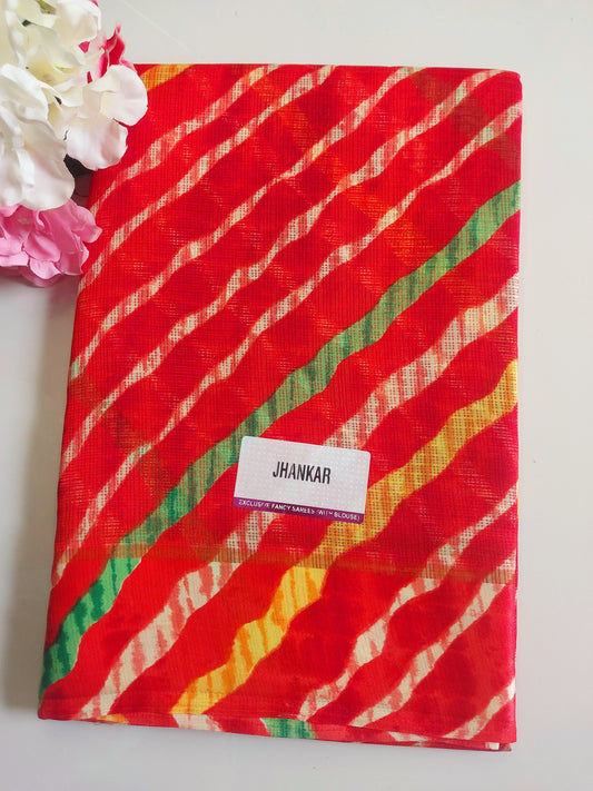 Cotton saree with beautiful pattern(Red) kota Doriya