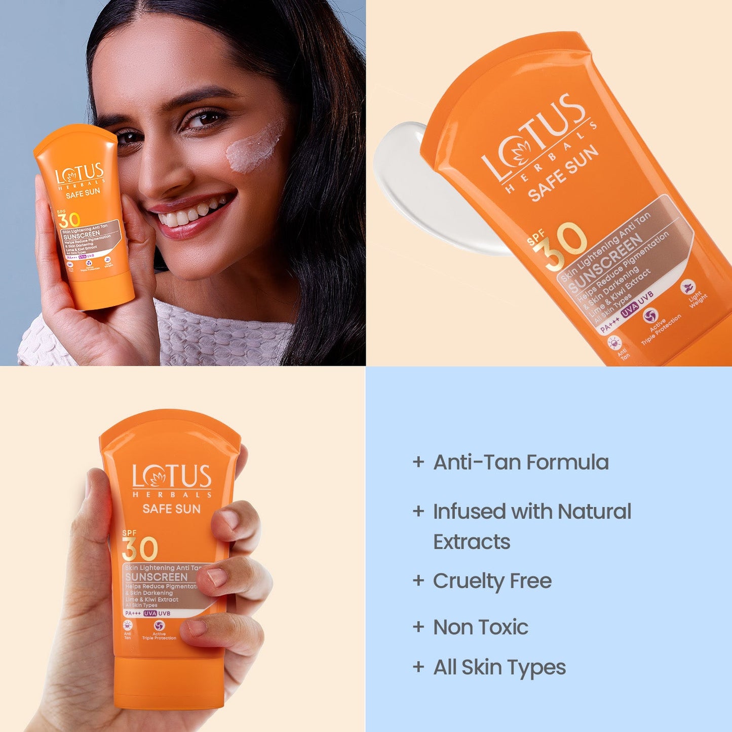 Lotus SAFE SUN Skin Lightening SUNSCREEN SPF-30 75g