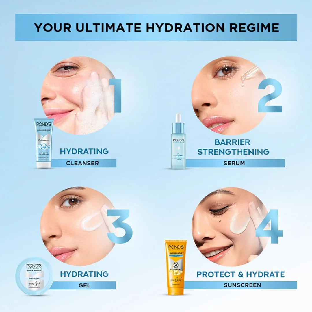 POND'S Super Light Gel Oil Free Face Moisturizer 100 ml | With Hyaluronic Acid & Vitamin E for Fresh Glowing Skin & 24 hr Hydration - Daily Use