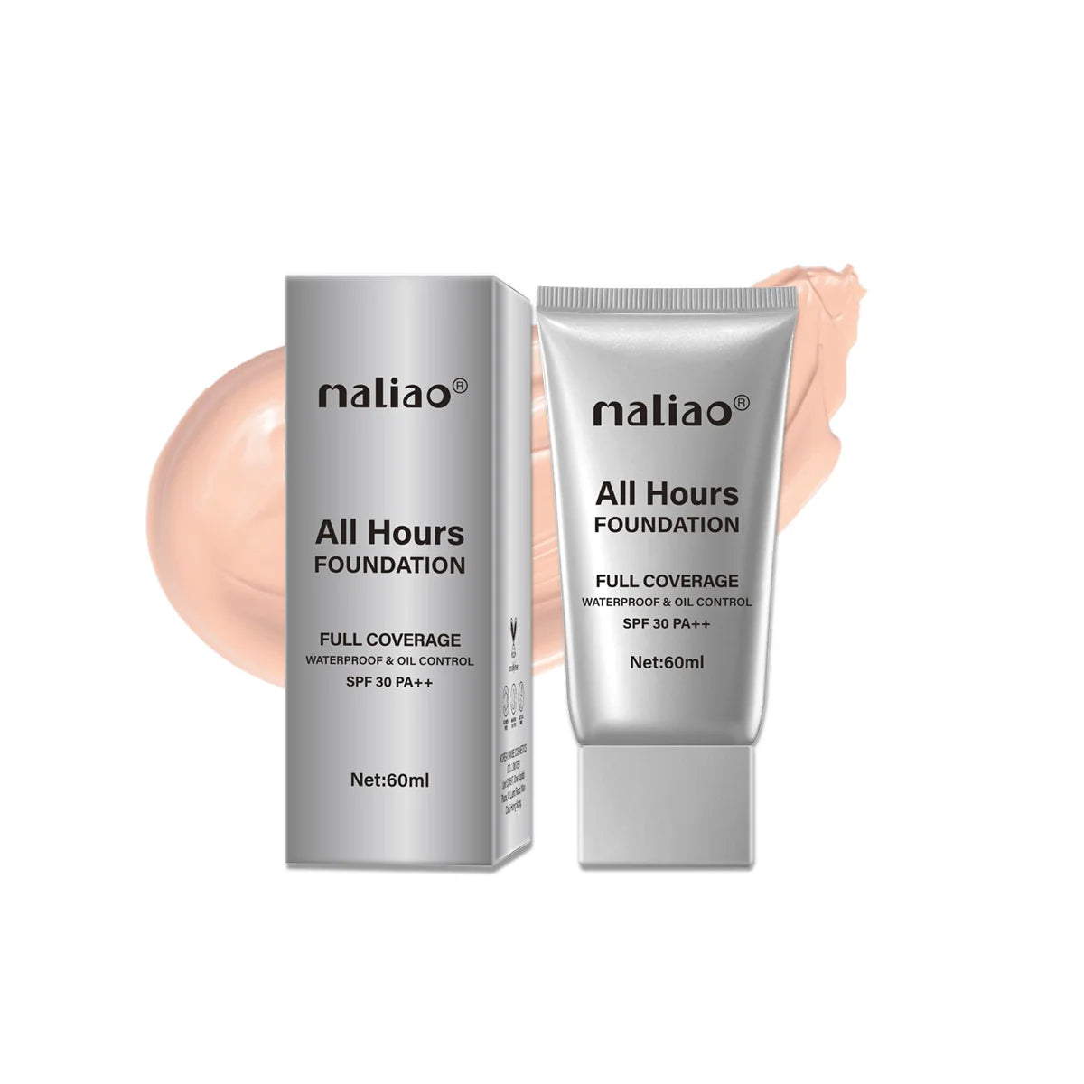 Maliao All Hours Foundation - Full Coverage, Waterproof, Oil Control, SPF 30 PA++