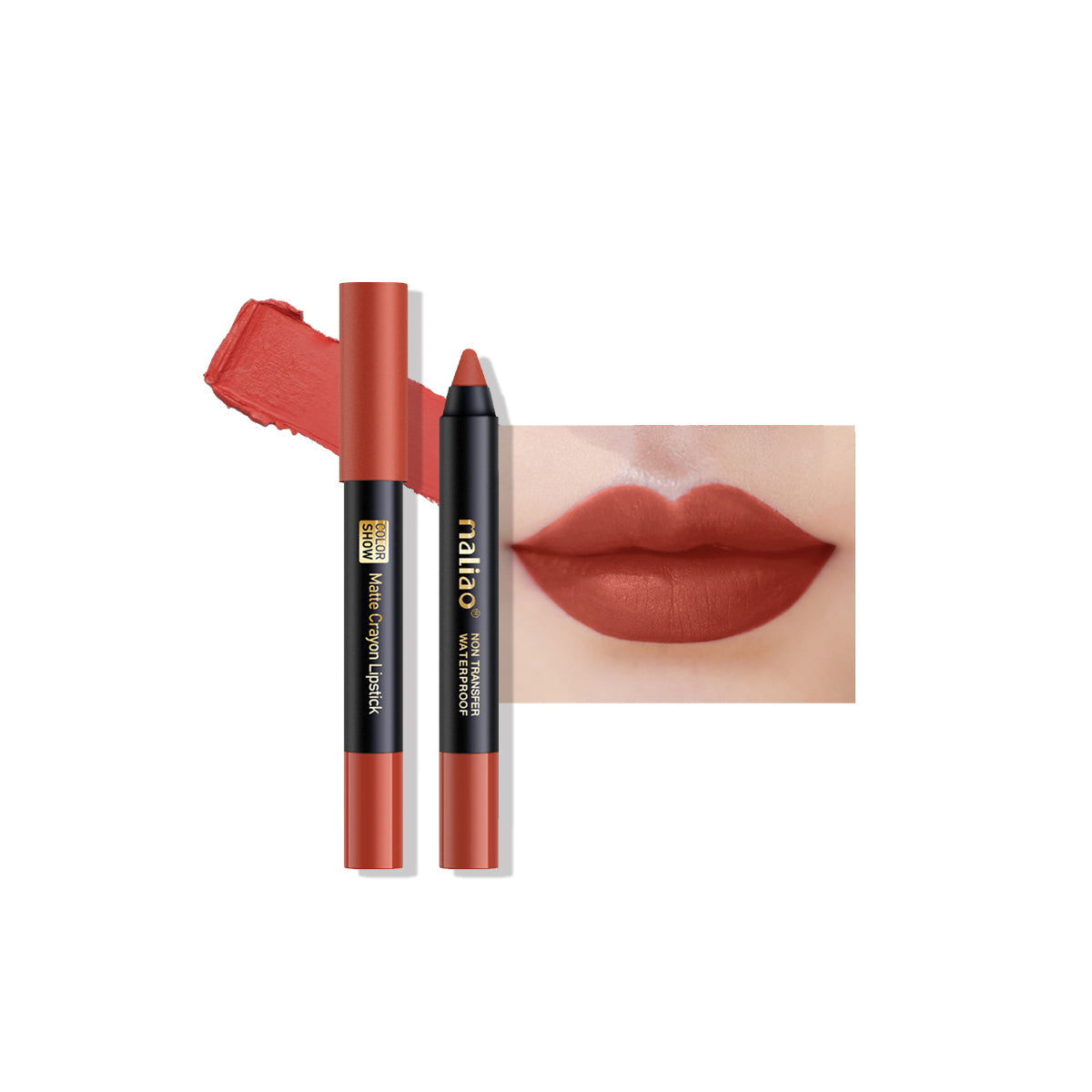 Maliao Matte Crayon Lipstick -Transfer Waterproof Color Show
