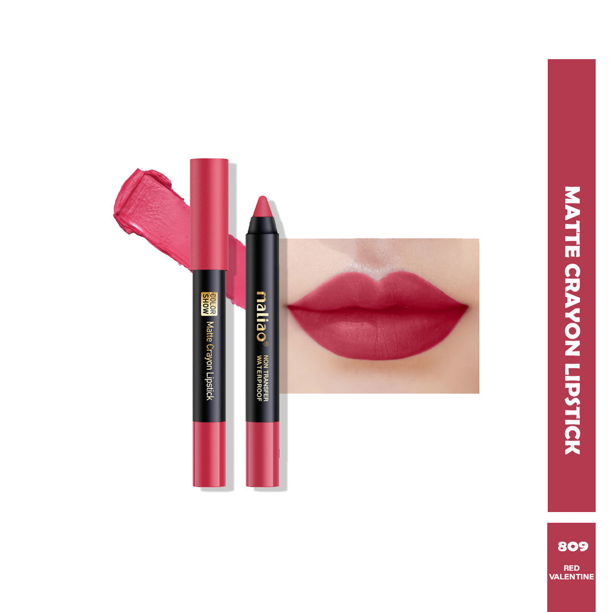 Maliao Matte Crayon Lipstick -Transfer Waterproof Color Show