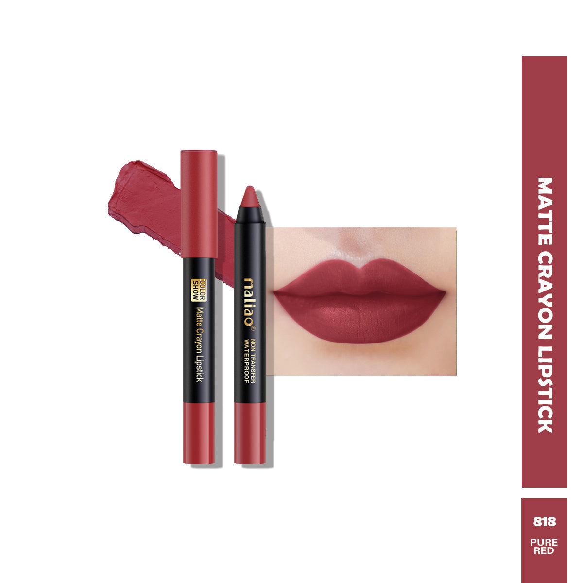 Maliao Matte Crayon Lipstick -Transfer Waterproof Color Show