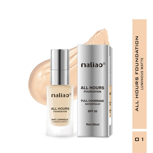 Maliao All Hours Foundation Mat Lumineux - Full Coverage, Waterproof, Luminous Matte Finish